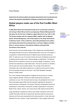Global players made use of the first ConMin West Africa
