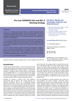 The Low FODMAPS Diet and IBS: A Winning Strategy
