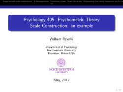 Psychology 405: Psychometric Theory Scale Construction: an example