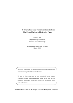 Network Resources for Internationalization:The Case of Taiwan`s