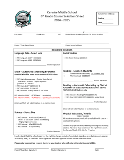 Carwise Middle School 6th Grade Course Selection Sheet 2014
