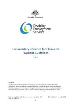 Documentary Evidence Guidelines for Claims for Payment