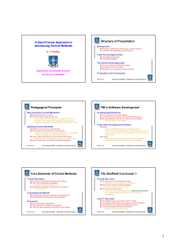 A Semi-Formal Approach to Introducing Formal Methods Structure of