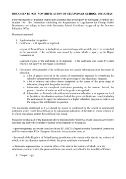 documents for nostrification of secondary school diplomas