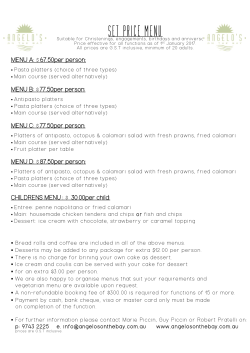 set price menu - Angelos On The Bay
