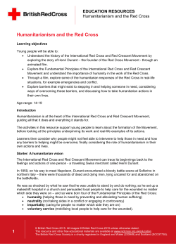 Session Plan: Humanitarianism and the Red Cross