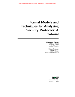 Formal Models and Techniques for Analyzing Security Protocols: A