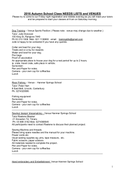 2016 Autumn School Class NEEDS LISTS and VENUES