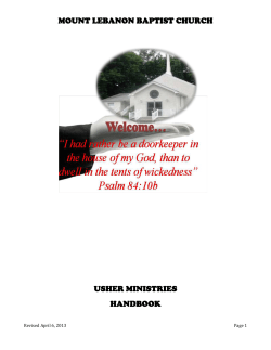 Duties of Ushers - Mount Lebanon Baptist Church