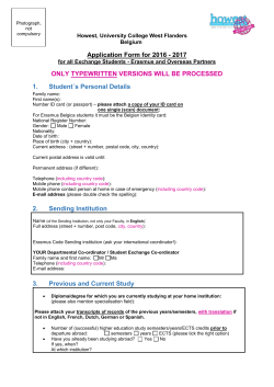 Application Form for 2016 - 2017