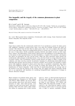 Size inequality and the tragedy of the commons phenomenon in