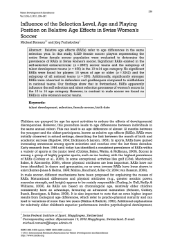Influence of the Selection Level, Age and Playing Position