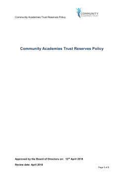 Community Academies Trust Reserves Policy