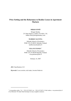 Price Setting and the Reluctance to Realize Losses in Apartment