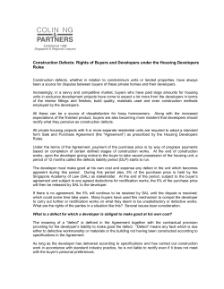 Construction Defects: Rights of Buyers and Developers under the