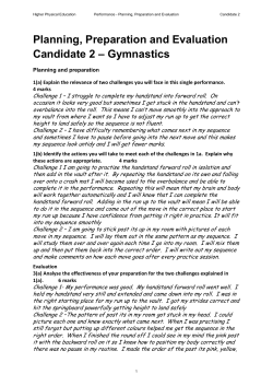 Planning, Preparation and Evaluation Candidate 2 &ndash; Gymnastics