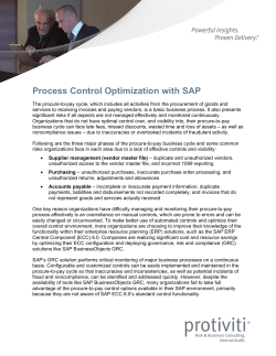 Process Control Optimization with SAP