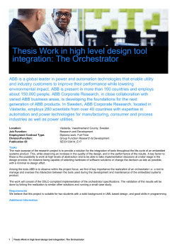 Thesis Work in high level design tool integration: The