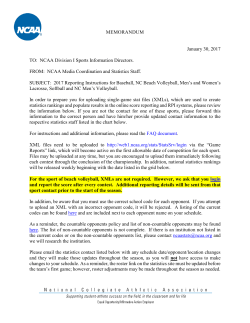 MEMORANDUM January 30, 2017 TO: NCAA Division I Sports