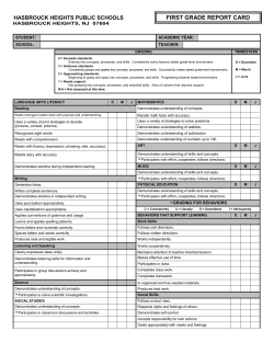 Draft First Grade Standards Based Report Card