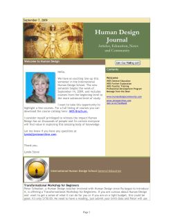 September 7, 2009 Human Design Journal Articles, Education