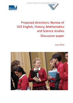 Proposed directions: Review of VCE English, History, Mathematics