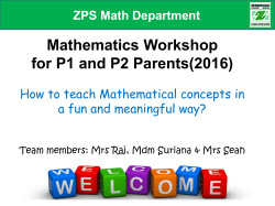 Mathematics Workshop for P1 and P2 Parents(2016)