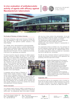 ln vivo evaluation of antituberculotic activity of agents with efficacy