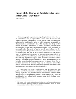 Impact of the Charter on Administrative Law: Same Game&mdash;New Rules