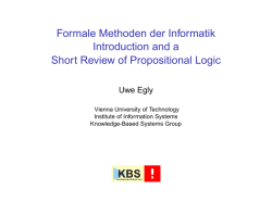 Formale Methoden der Informatik Introduction and a Short Review of