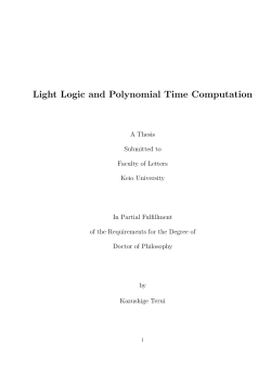 Light Logic and Polynomial Time Computation
