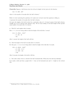 College Algebra, Section 1.1, #64 Functions and Models Projectiles