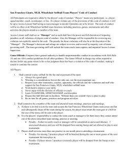 San Francisco Wheelchair Giants Players Code of Conduct 2017