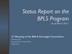 The BPLS Accomplishments - Philippines Development Forum