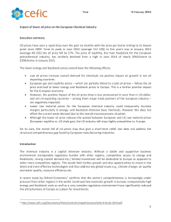 1 Impact of lower oil price on the European Chemical Industry