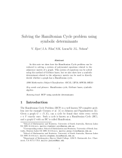 Solving the Hamiltonian Cycle problem using symbolic determinants