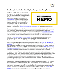 One Down, the Rest to Go: Global Gag Rule Reimposed on