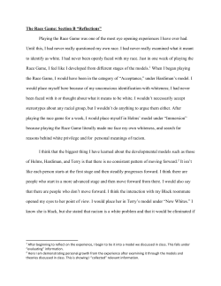 The Race Game: Section B &ldquo;Reflections&rdquo; Playing the Race Game