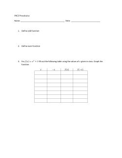 PACE Precalculus Name: Date: 1. Define odd function 2. D