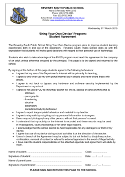 Student Agreement - Revesby South Public School