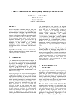 Cultural Preservation and Sharing using Multiplayer Virtual Worlds