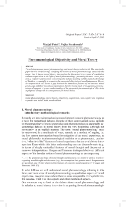 Phenomenological Objectivity and Moral Theory