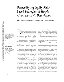 Demystifying Equity Risk–Based Strategies: A Simple Alpha plus