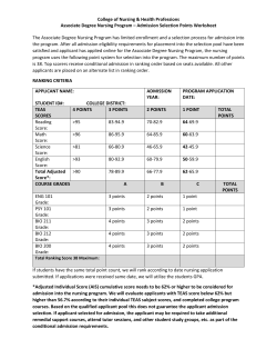 Admission Selection Points Worksheet