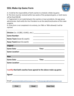 SSSL Make-Up Game Form - South Shore Soccer League