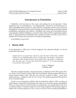 Introduction to Probability 1 Monty Hall
