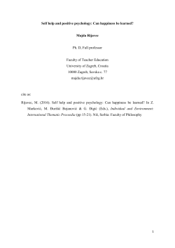 SELF HELP AND POSITIVE PSYCHOLOGY: CAN HAPPINESS BE