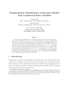 Nonparametric Identification of Dynamic Models with Unobserved