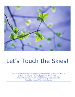 Let`s Touch the Skies! - Cochrane Society for Housing Options