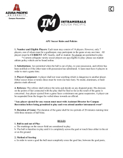 APU Soccer Rules and Policies 1. Number and Eligible Players